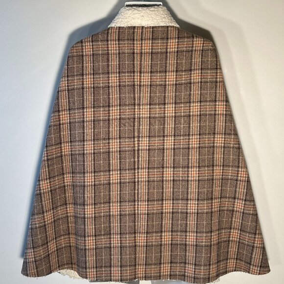Brown Plaid Cape OSFM Academia Heritage Preppy English Countryside Western - Picture 4 of 8